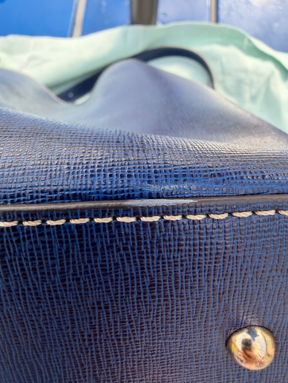 Dooney & Bourke Navy Saffiano Leather Bucket Bag with Matching Wallet - Picture 2 of 10